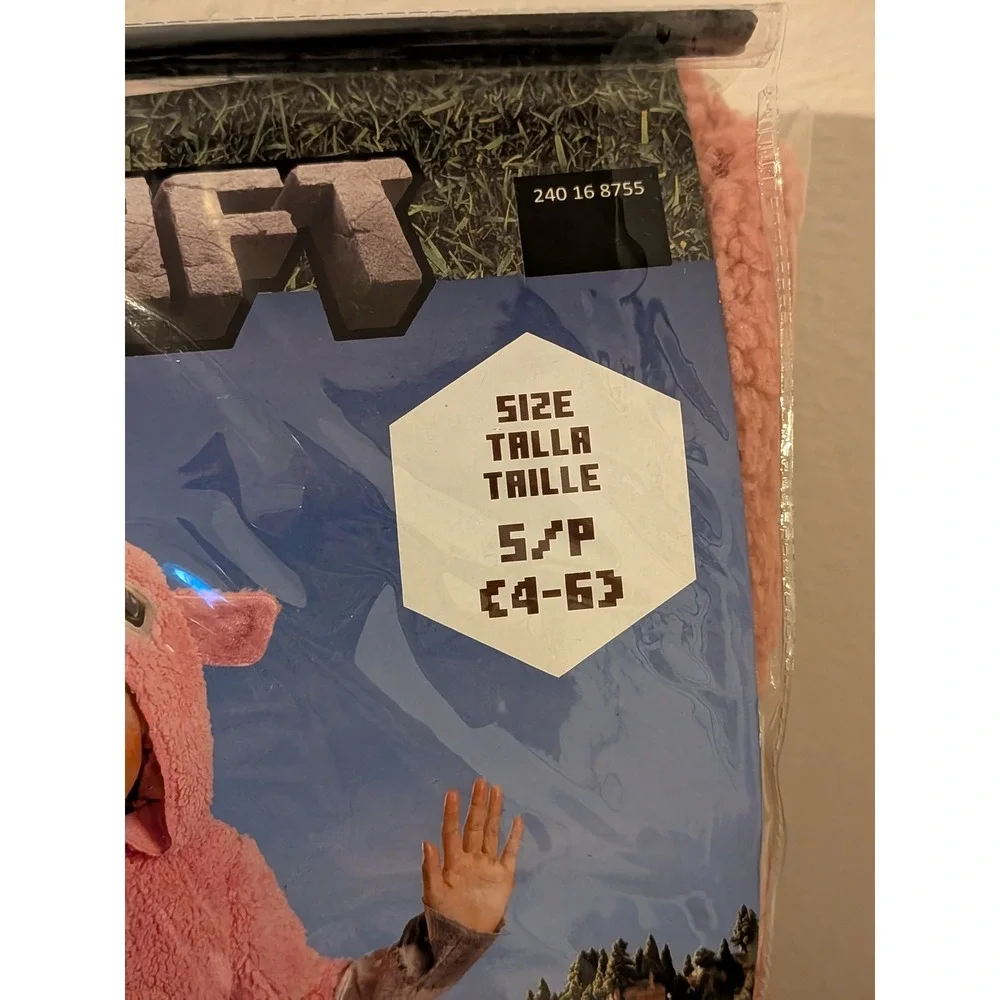 Minecraft Movie Pink Sheep Child Costume Jumpsuit Hooded One Piece Size 4-6x NEW